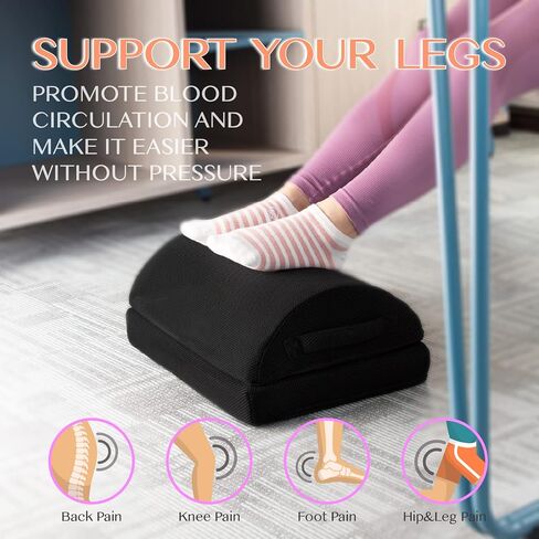 مساند للقدمين من Ximoon تحت المكتب في العمل، وسادة مقعد للقدم قابلة للتعديل مع مقبض سفلي غير قابل للانزلاق، مسند قدم مريح تحت المكتب للمنزل والمكتب والألعاب لتخفيف آلام أسفل الظهر والركبة in Kuwait