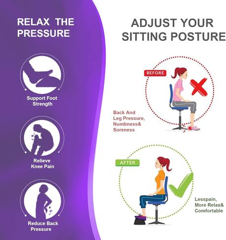 مساند للقدمين من Ximoon تحت المكتب في العمل، وسادة مقعد للقدم قابلة للتعديل مع مقبض سفلي غير قابل للانزلاق، مسند قدم مريح تحت المكتب للمنزل والمكتب والألعاب لتخفيف آلام أسفل الظهر والركبة in Kuwait