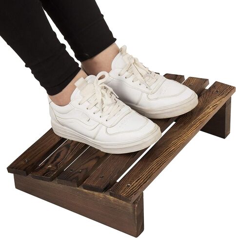 MyGift 15-Inch Burnt Wood Ergonomic Under-Desk Tilted Footrest for Home and Office in Saudi Arabia