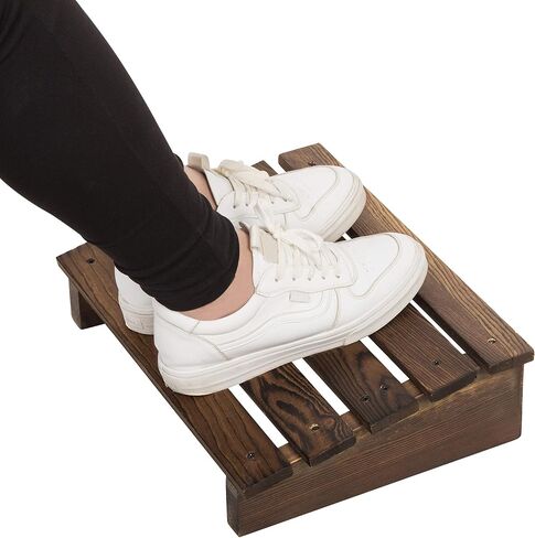 MyGift 15-Inch Burnt Wood Ergonomic Under-Desk Tilted Footrest for Home and Office in Saudi Arabia