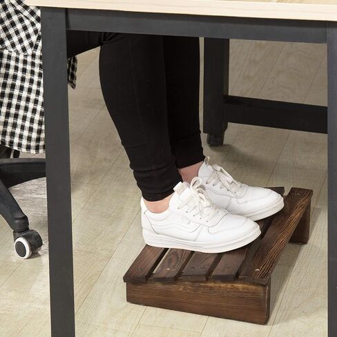 MyGift 15-Inch Burnt Wood Ergonomic Under-Desk Tilted Footrest for Home and Office in Saudi Arabia