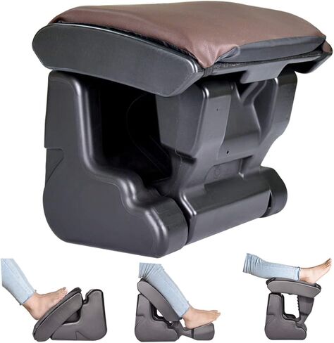 Scalebeard Under Desk Footrest Ergonomic Footrest Angle Height Adjustable Foot Rest with 3 Functional Modes & Massage,Max 120 Pounds Load for Office,Under Desk,Car,Home (Brown) in Kuwait