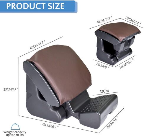 Scalebeard Under Desk Footrest Ergonomic Footrest Angle Height Adjustable Foot Rest with 3 Functional Modes & Massage,Max 120 Pounds Load for Office,Under Desk,Car,Home (Brown) in Kuwait