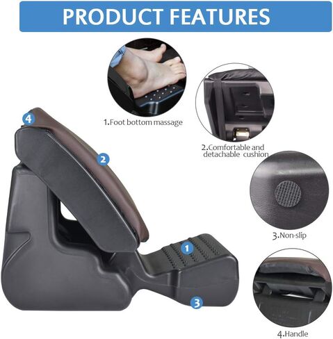 Scalebeard Under Desk Footrest Ergonomic Footrest Angle Height Adjustable Foot Rest with 3 Functional Modes & Massage,Max 120 Pounds Load for Office,Under Desk,Car,Home (Brown) in Kuwait