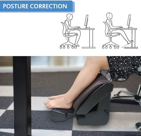 Scalebeard Under Desk Footrest Ergonomic Footrest Angle Height Adjustable Foot Rest with 3 Functional Modes & Massage,Max 120 Pounds Load for Office,Under Desk,Car,Home (Brown) in Kuwait