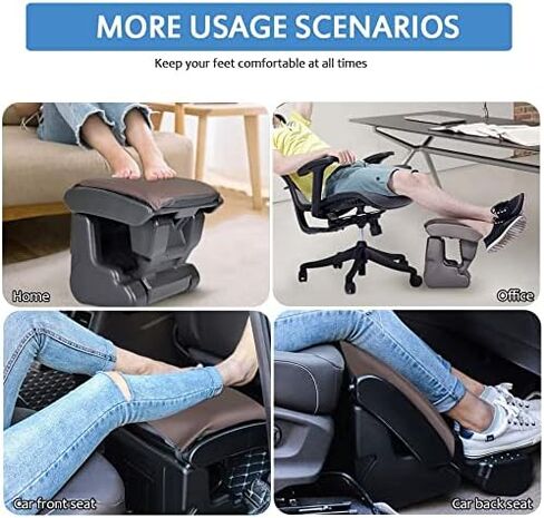 Scalebeard Under Desk Footrest Ergonomic Footrest Angle Height Adjustable Foot Rest with 3 Functional Modes & Massage,Max 120 Pounds Load for Office,Under Desk,Car,Home (Brown) in Kuwait