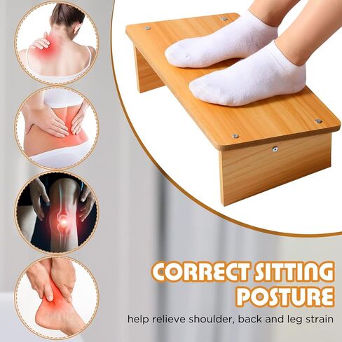 مسند قدم خشبي لتحت المكتب في العمل، مقعد مريح للقدم تحت المكتب، مسند للقدمين في المكتب، مقعد خشبي عالي الجودة، مقعد مكتب محمول للأقدام للأطفال البالغين، مكتب المنزل، غرفة النوم، المطبخ in Kuwait