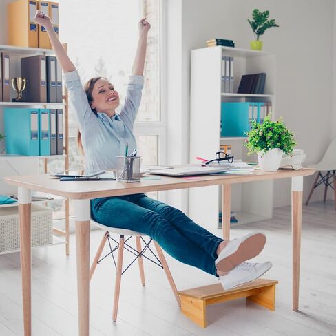 مسند قدم خشبي لتحت المكتب في العمل، مقعد مريح للقدم تحت المكتب، مسند للقدمين في المكتب، مقعد خشبي عالي الجودة، مقعد مكتب محمول للأقدام للأطفال البالغين، مكتب المنزل، غرفة النوم، المطبخ in Kuwait