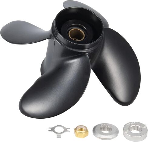 الدعائم الشبابية 10.1 X14 استبدال OEM #48-73138A45 مروحة القارب الخارجية لمحركات الزئبق 25-70HP 4 شفرات ألومنيوم 10.1Dia x 14 مروحة الملعب 13 سن RH in Kuwait