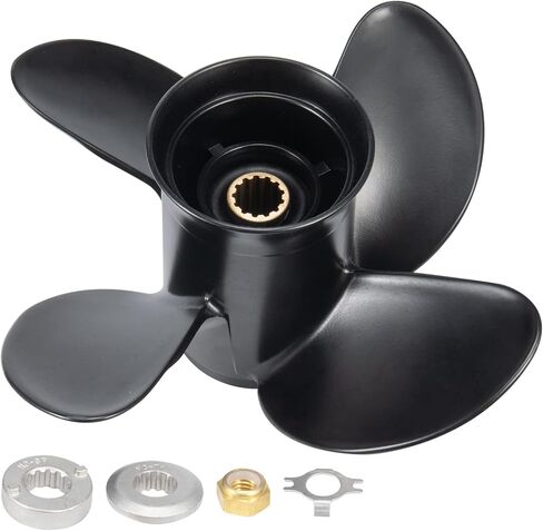 الدعائم الشبابية 10.1 X14 استبدال OEM #48-73138A45 مروحة القارب الخارجية لمحركات الزئبق 25-70HP 4 شفرات ألومنيوم 10.1Dia x 14 مروحة الملعب 13 سن RH in Kuwait