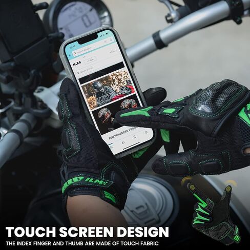 ILM Motorcycle Motocross Cycling Off-Road Dirt Bike Gloves for Men Women Touchscreen Hard Knuckle ATV MTB Guantes (Green, XXL) in Saudi Arabia