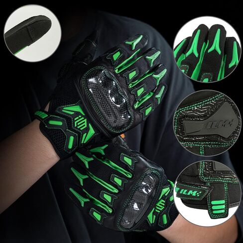 ILM Motorcycle Motocross Cycling Off-Road Dirt Bike Gloves for Men Women Touchscreen Hard Knuckle ATV MTB Guantes (Green, XXL) in Saudi Arabia