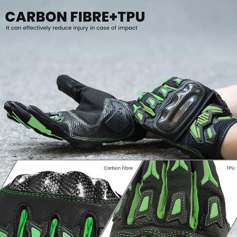 ILM Motorcycle Motocross Cycling Off-Road Dirt Bike Gloves for Men Women Touchscreen Hard Knuckle ATV MTB Guantes (Green, XXL) in Saudi Arabia