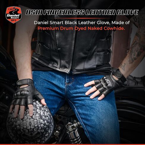 Daniel Smart Cowhide Leather Motorcycle Gloves for Men Biker Gloves with Gel Palm and Hard Knuckles in Saudi Arabia