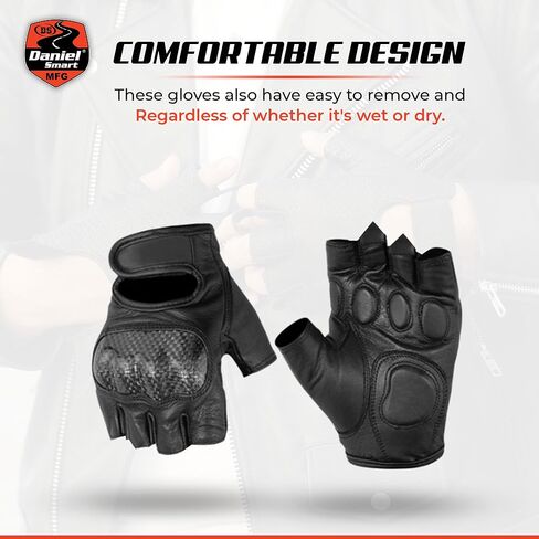 Daniel Smart Cowhide Leather Motorcycle Gloves for Men Biker Gloves with Gel Palm and Hard Knuckles in Saudi Arabia