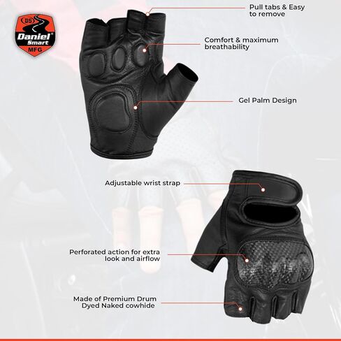Daniel Smart Cowhide Leather Motorcycle Gloves for Men Biker Gloves with Gel Palm and Hard Knuckles in Saudi Arabia