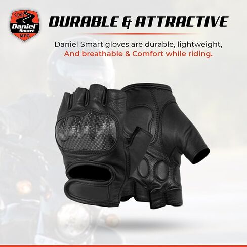 Daniel Smart Cowhide Leather Motorcycle Gloves for Men Biker Gloves with Gel Palm and Hard Knuckles in Saudi Arabia