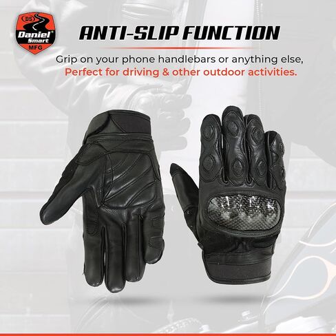 Daniel Smart Cowhide Leather Motorcycle Gloves for Men Biker Gloves with Gel Palm and Hard Knuckles in Saudi Arabia