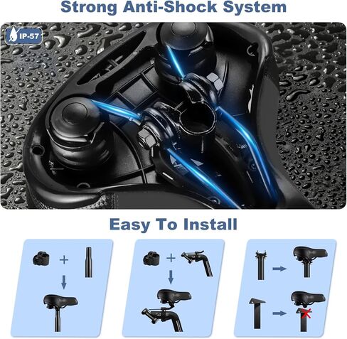 Oversized Bike Seat for Peloton Bike & Bike+, Wide Bicycle Seat with Safe Red Reflective for Mountain, Electric, City, Exercise Bikes - Comfortable Bike Seat Cushion for Men & Women in Kuwait