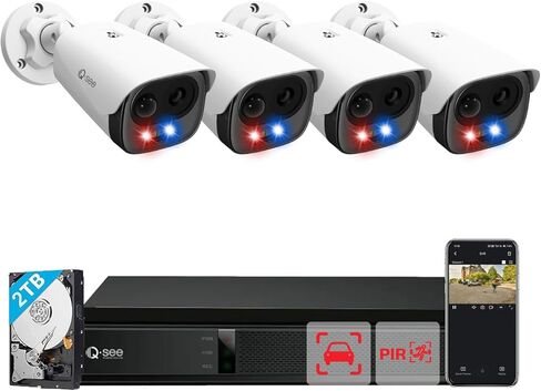 نظام كاميرا أمان 8CH 5MP في الهواء الطلق، إنذار صفارات الإنذار، كشف حركة الإنسان/المركبة بالذكاء الاصطناعي، كاميرا DVR سلكية 5MP 8CH مع رؤية ليلية ملونة، الوصول عن بعد، إنذار صفارة الإنذار، قرص صلب مدمج سعة 2 تيرابايت in Kuwait