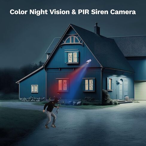 نظام كاميرا أمان 8CH 5MP في الهواء الطلق، إنذار صفارات الإنذار، كشف حركة الإنسان/المركبة بالذكاء الاصطناعي، كاميرا DVR سلكية 5MP 8CH مع رؤية ليلية ملونة، الوصول عن بعد، إنذار صفارة الإنذار، قرص صلب مدمج سعة 2 تيرابايت in Kuwait