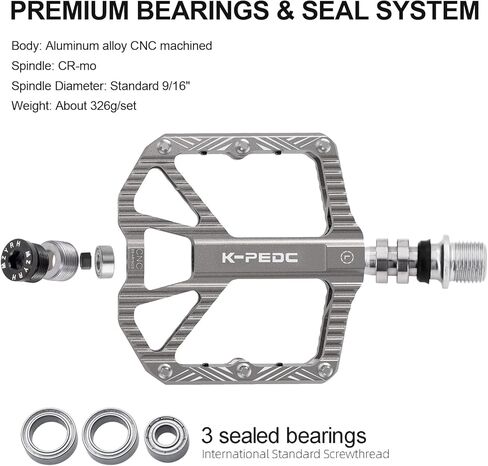 دواسات دراجة الطريق/الجبل، دواسات دراجة من سبائك الألومنيوم مقاس 9/16 بوصة، دواسات MTB خفيفة الوزن غير قابلة للانزلاق، محامل محكمة الغلق، دواسات منصة الدراجة BMX MTB in Kuwait
