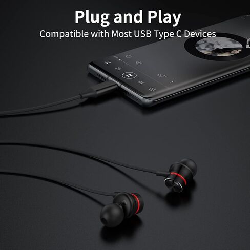 سماعات رأس USB C، سماعات أذن USB من النوع C سماعات أذن سلكية بخاصية إلغاء الضوضاء المغناطيسية مع ميكروفون لهاتف iPhone 15 Pro Max Plus، iPad Pro، Samsung Galaxy S23 S22 S21 S20، Note 10 20، Pixel 5 4 3XL in Saudi Arabia