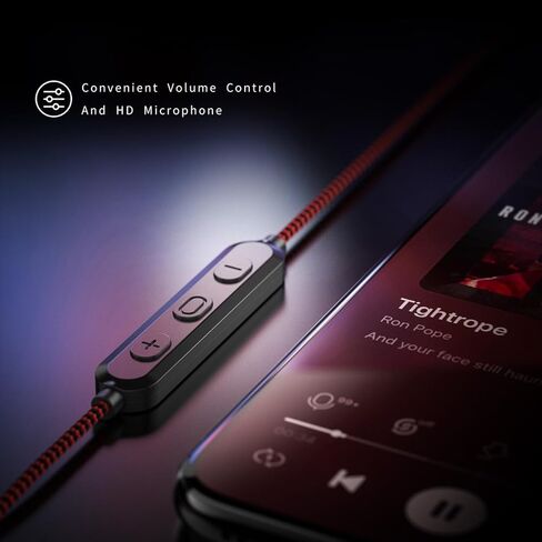 سماعات رأس سلكية USB C للجري الرياضي، سماعات أذن نصف داخل الأذن مزودة بميكروفون، ملاءمة آمنة، سلك مضفر مقاوم للتشابك، صوت نقي، سماعات أذن من النوع C مع ميكروفون للتمرينات وصالة الألعاب الرياضية والركض - أحمر in Kuwait