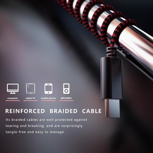 سماعات رأس سلكية USB C للجري الرياضي، سماعات أذن نصف داخل الأذن مزودة بميكروفون، ملاءمة آمنة، سلك مضفر مقاوم للتشابك، صوت نقي، سماعات أذن من النوع C مع ميكروفون للتمرينات وصالة الألعاب الرياضية والركض - أحمر in Kuwait