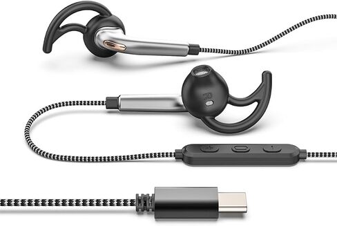 سماعات رأس سلكية USB C للجري الرياضي، سماعات أذن نصف داخل الأذن مزودة بميكروفون، ملاءمة آمنة، سلك مضفر مقاوم للتشابك، صوت نقي، سماعات أذن من النوع C مع ميكروفون للتمرينات وصالة الألعاب الرياضية والركض - أحمر in Kuwait