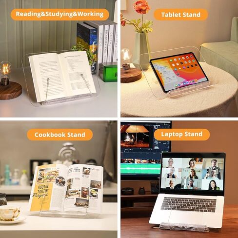 حامل كتب للقراءة، حامل عرض الكتب، 15 درجة ~ 65 درجة 13 وضعية قابلة للتعديل، حامل الكمبيوتر اللوحي، لجهاز Kindle، iPad، كمبيوتر محمول 12 ~ 15 بوصة، الهاتف المحمول، القراءة، الطبخ، الدراسة، حامل الوصفات، قابل للطي in Kuwait