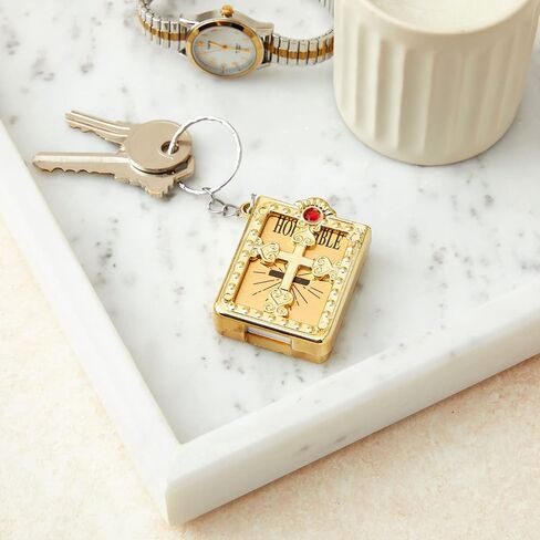 Juvale 12 Pack Mini Bible Keychain, Jesus Keychain - Bulk Religious Holy Bible Key Holders for First Communion, Easter, Baptism (Gold, 3.3 In) in Saudi Arabia