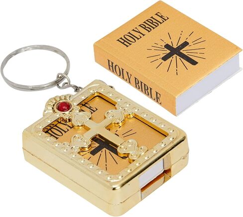 Juvale 12 Pack Mini Bible Keychain, Jesus Keychain - Bulk Religious Holy Bible Key Holders for First Communion, Easter, Baptism (Gold, 3.3 In) in Saudi Arabia