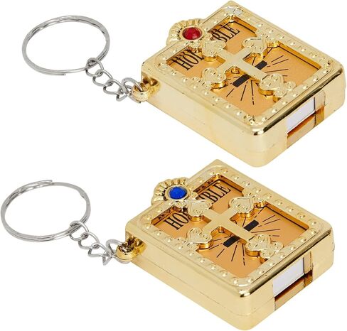 Juvale 12 Pack Mini Bible Keychain, Jesus Keychain - Bulk Religious Holy Bible Key Holders for First Communion, Easter, Baptism (Gold, 3.3 In) in Saudi Arabia