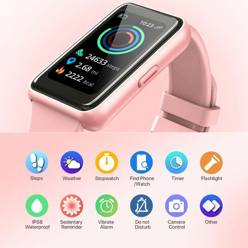 ساعة WalkerFit لتعقب اللياقة البدنية للنساء، Reloj Inteligente Mujer مع مراقب ضغط الدم ومعدل ضربات القلب والنوم، ومتتبع النشاط المقاوم للماء وساعة Android الذكية لهواتف iPhone، ومتتبع الخطوات، وعداد الخطى in Kuwait