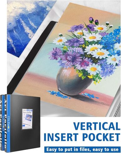 كتاب عرض تقديمي مكون من 3 عبوات من مجلدات المحفظة الفنية بأكمام بلاستيكية مقاس 9 × 12 بوصة مع واقيات أوراق العمل الفني للمستندات سعة 30 جيبًا وسعة 60 صفحة in Kuwait