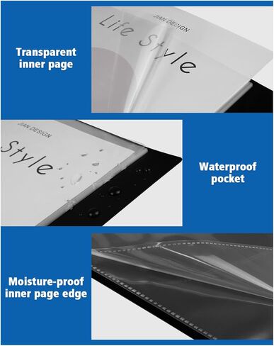 كتاب عرض تقديمي مكون من 3 عبوات من مجلدات المحفظة الفنية بأكمام بلاستيكية مقاس 9 × 12 بوصة مع واقيات أوراق العمل الفني للمستندات سعة 30 جيبًا وسعة 60 صفحة in Kuwait