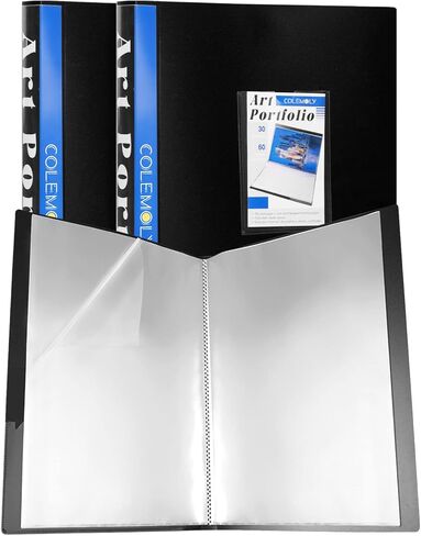 كتاب عرض تقديمي مكون من 3 عبوات من مجلدات المحفظة الفنية بأكمام بلاستيكية مقاس 9 × 12 بوصة مع واقيات أوراق العمل الفني للمستندات سعة 30 جيبًا وسعة 60 صفحة in Kuwait