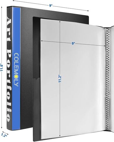 كتاب عرض تقديمي مكون من 3 عبوات من مجلدات المحفظة الفنية بأكمام بلاستيكية مقاس 9 × 12 بوصة مع واقيات أوراق العمل الفني للمستندات سعة 30 جيبًا وسعة 60 صفحة in Kuwait