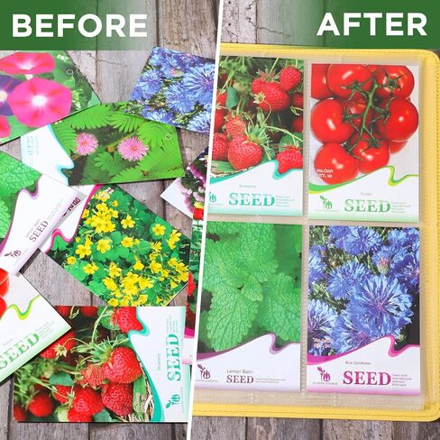 Seed Storage Organizer Sleeves 4 Pocket Garden Seed Organizer Binder Sheet Protectors Seed Packet Organizer, Slot Size 3.5"x 5.5" Clear 3 Ring Binder Seed Pockets for Postcards Photos Cards (30 Pcs) in Saudi Arabia