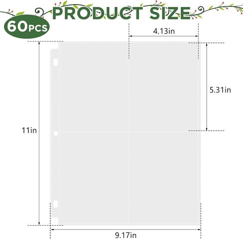 Seed Storage Organizer Sleeves 4 Pocket Garden Seed Organizer Binder Sheet Protectors Seed Packet Organizer, Slot Size 3.5"x 5.5" Clear 3 Ring Binder Seed Pockets for Postcards Photos Cards (30 Pcs) in Saudi Arabia