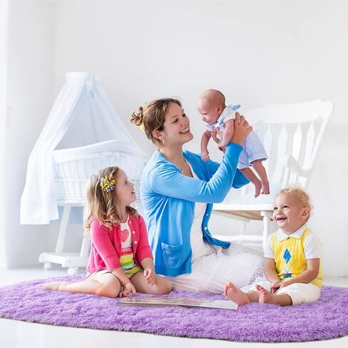 سجاد Noahas رمادي رقيق لغرفة النوم، 2'x 5' سجاد غرفة نوم بيضاوي فائق النعومة، سجاد رمي صغير، سجادة غرفة الأطفال الحديثة سجاد منطقة أشعث ديكور المنزل in Kuwait