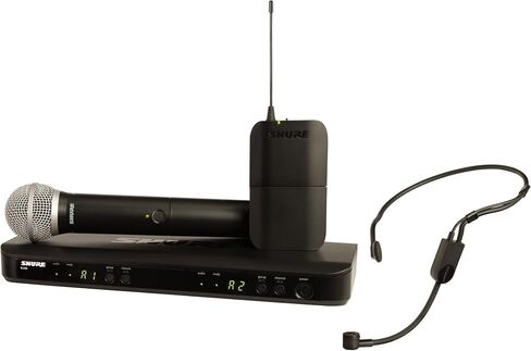 Shure BLX1288/P31 UHF Wireless Microphone System - Perfect for Church, Karaoke, Stage, Vocals - 14-Hour Battery Life, 300 ft Range | Includes Handheld & Headset Mics, Dual Channel Receiver | H8 Band in Saudi Arabia