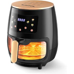 Glass Air Fryer, 5 Qt Airfryer with Transparent Fry Bowl, Adjustable Temperature, Touch Panel Control, Circulating Heating, Compact and Large, Nonstick & Dishwasher Safe
