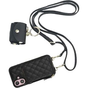 Bocasal A Stylish Crossbody Wallet Case for iPhone 16 + A Slim Leather Case for AirPods Pro