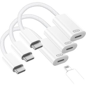 TechMatte Female Lightning to Male USB C Adapter Cable Audio Headphone, Data Sync, PD Charging Converter Dongle Compatible with iPhone 16 15, Android, Earphone for iPad Pro Air Mini MacBook, 3 Pack