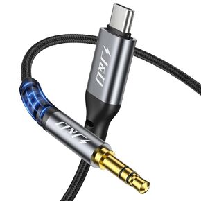 J&D USB C to 3.5mm Audio Adapter, Type C to Aux Headphone Male Cord Car Auxiliary Cable for Nylon Braided, Compatible with iPhone 15/16 Series, Galaxy S23/S24 Series, 6.6 feet