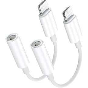 2 Pack [Apple MFi Certified] Lightning to 3.5 mm Headphone Jack Adapter, for iPhone 3.5mm Headphones Aux Audio Convertor Dongle Adapter for iPhone 14 13 12 11 Pro Max XS XR X 8 7 iPad, Support iOS 18