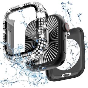 KADES 2 in 1 Bling Waterproof Case for Apple Watch Ultra2 49mm, 360 Protective PC Cover Front & Back Case with Tempered Glass Screen Protector, [Full Diamond] Watch Cases for Women, 49mm/Clear in Saudi Arabia