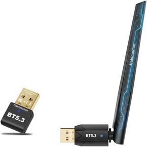 USB Bluetooth 5.3 Adapter for PC Desktop, 20M and 150M Wireless Transmitter Dongle for Windows 11/10/8.1 Laptop Computer Pair Bluetooth Headset Headphones Speaker Mouse Keyboard Plug n Play(2pcs)